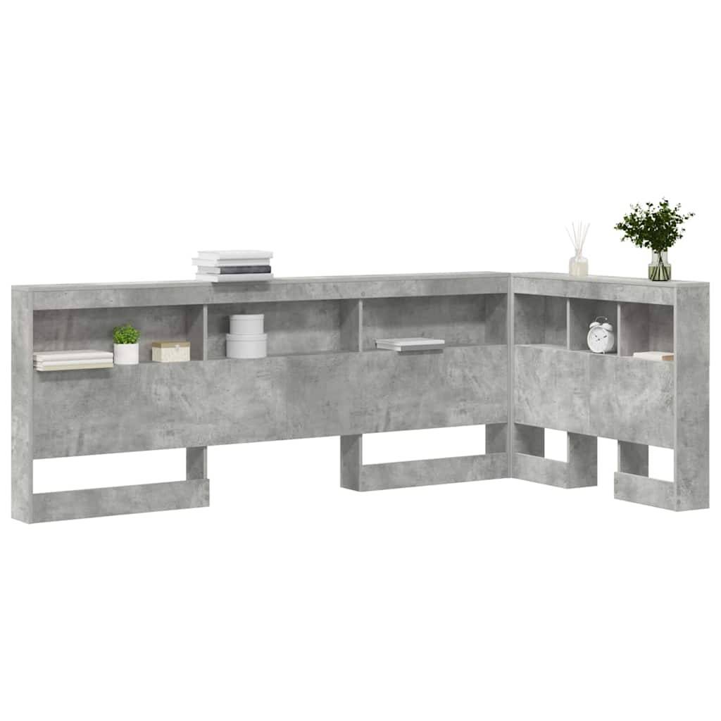 vidaXL Aufbewahrungskopfteil mit Regal Beton Grau 100 cm Holzwerkstoff
