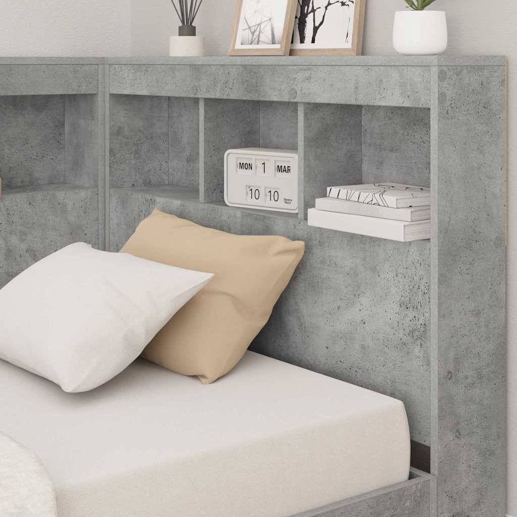 vidaXL Aufbewahrungskopfteil mit Regal Beton Grau 100 cm Holzwerkstoff