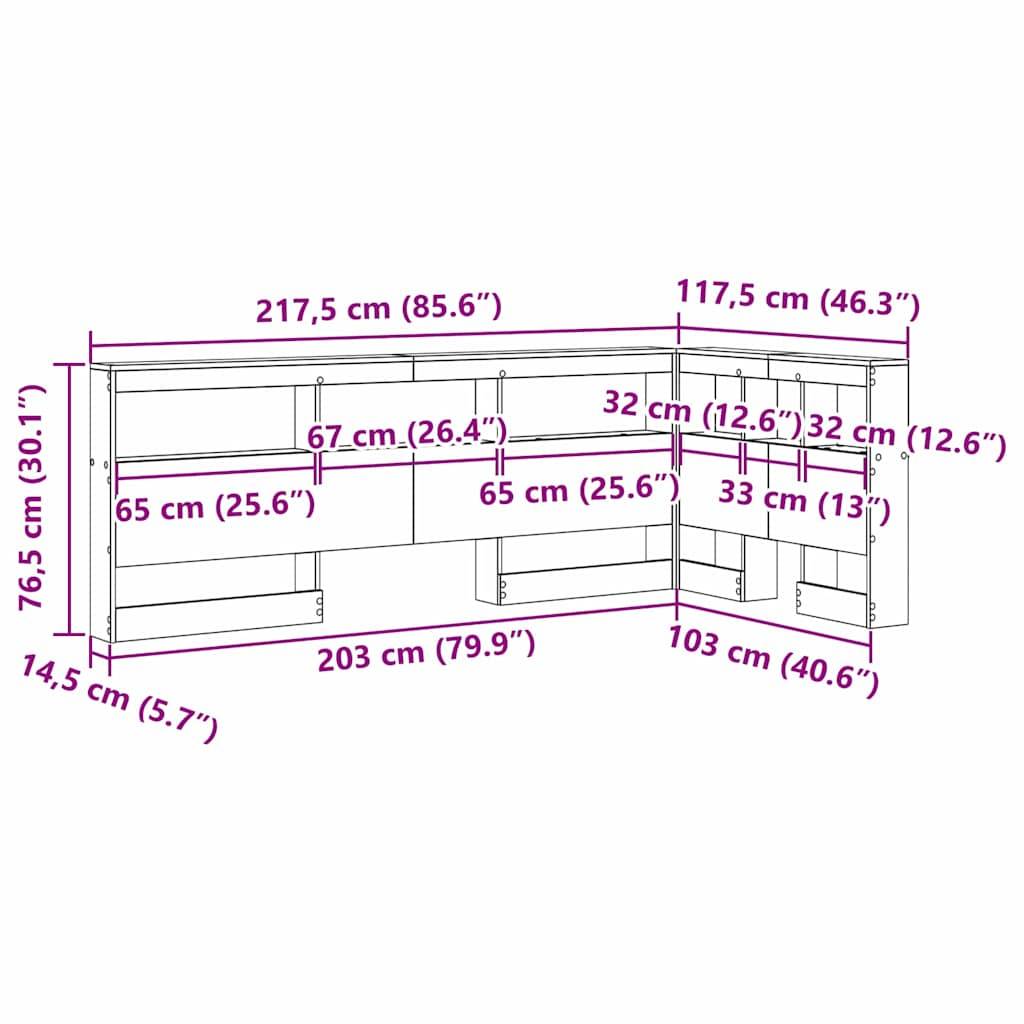 vidaXL Aufbewahrungskopfteil mit Regal Beton Grau 100 cm Holzwerkstoff