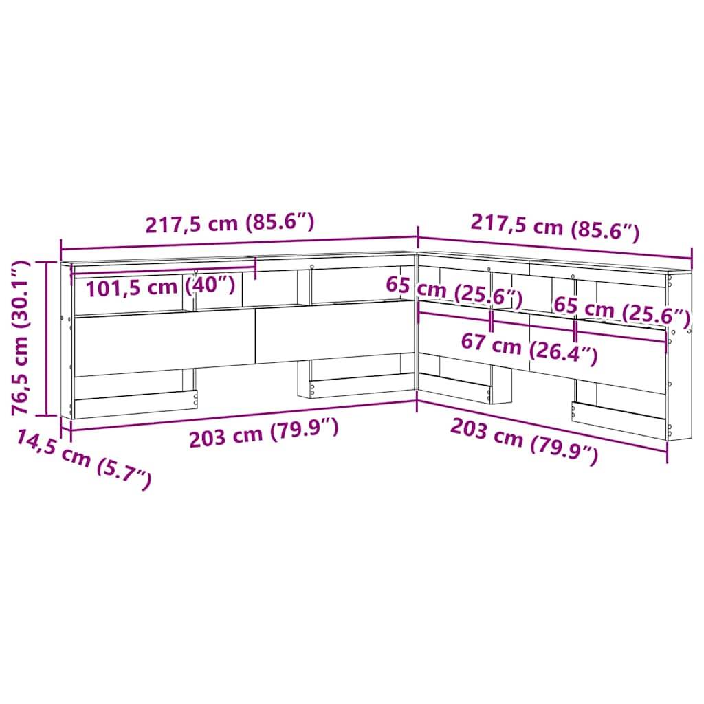 vidaXL Aufbewahrungskopfteil Graues Sonoma 200 cm Holzwerkstoff