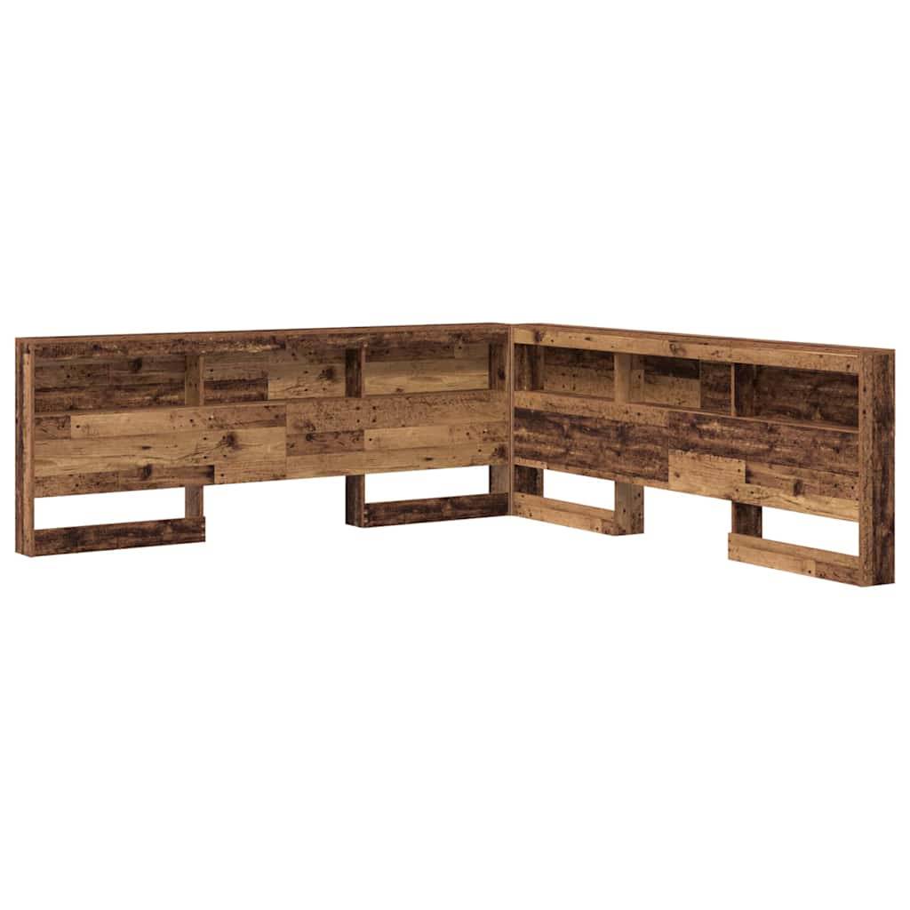 vidaXL Aufbewahrungskopfteil mit Regal Altholz 180 cm Holzwerkstoff