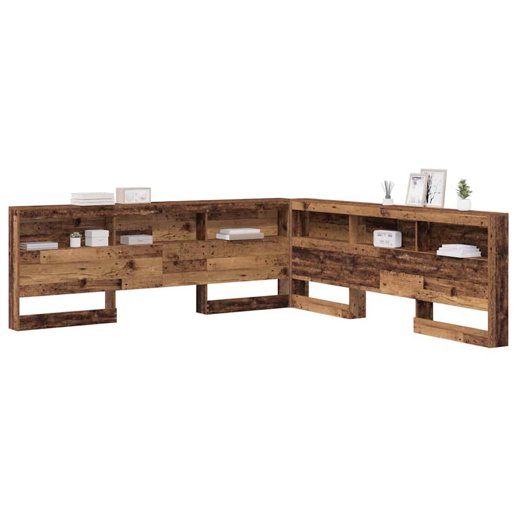 vidaXL Aufbewahrungskopfteil mit Regal Altholz 180 cm Holzwerkstoff