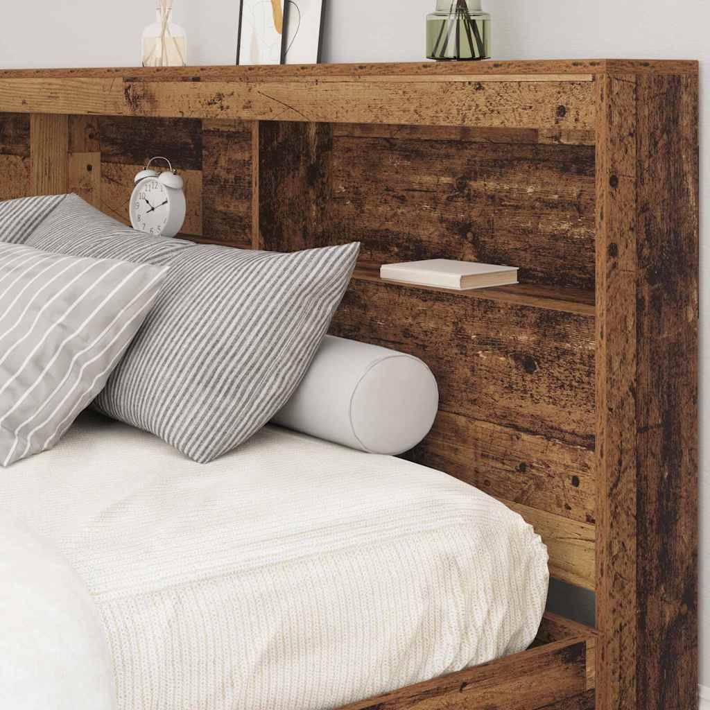 vidaXL Aufbewahrungskopfteil mit Regal Altholz 180 cm Holzwerkstoff