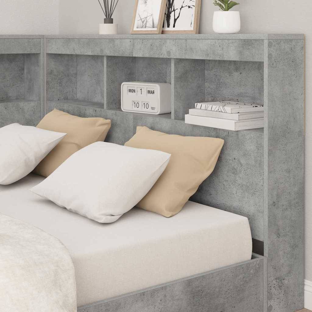 vidaXL Aufbewahrungskopfteil Beton Grau 207,5 x 137,5 x 76,5 cm