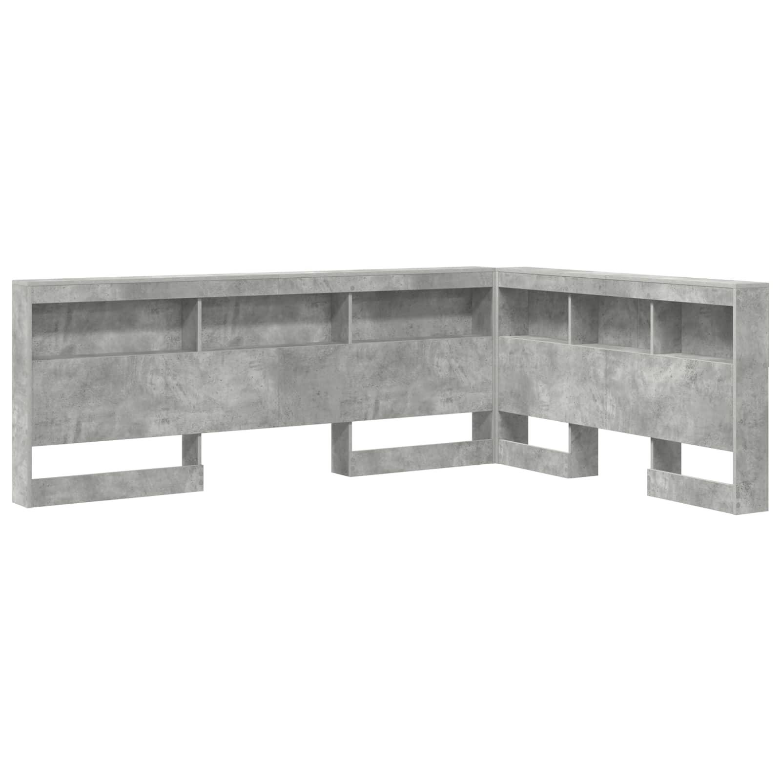 vidaXL Aufbewahrungskopfteil mit Regal Beton Grau 140 cm Holzwerkstoff