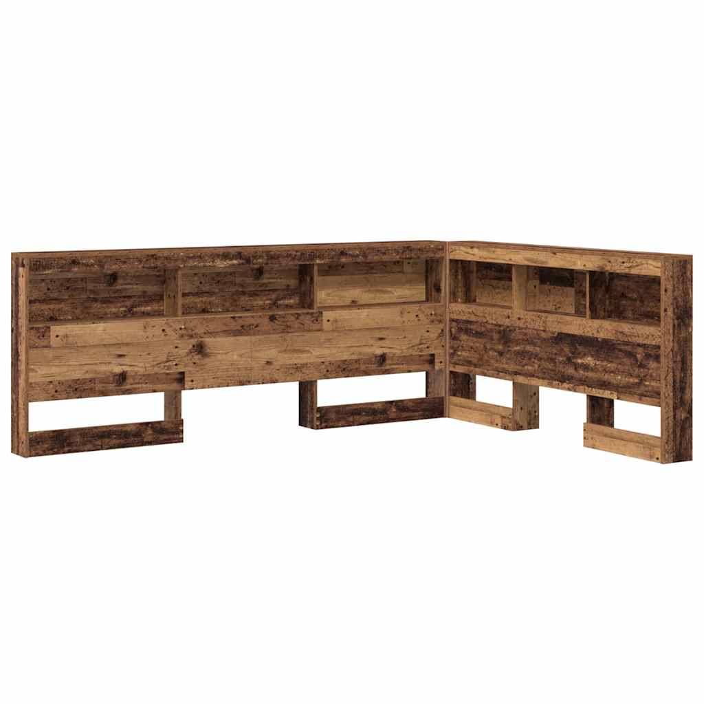 vidaXL Aufbewahrungskopfteil mit Regal Altholz 150 cm Holzwerkstoff