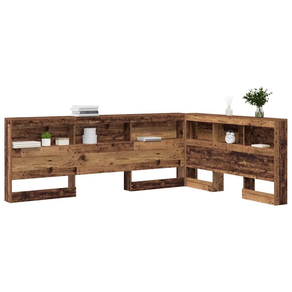 vidaXL Aufbewahrungskopfteil mit Regal Altholz 150 cm Holzwerkstoff