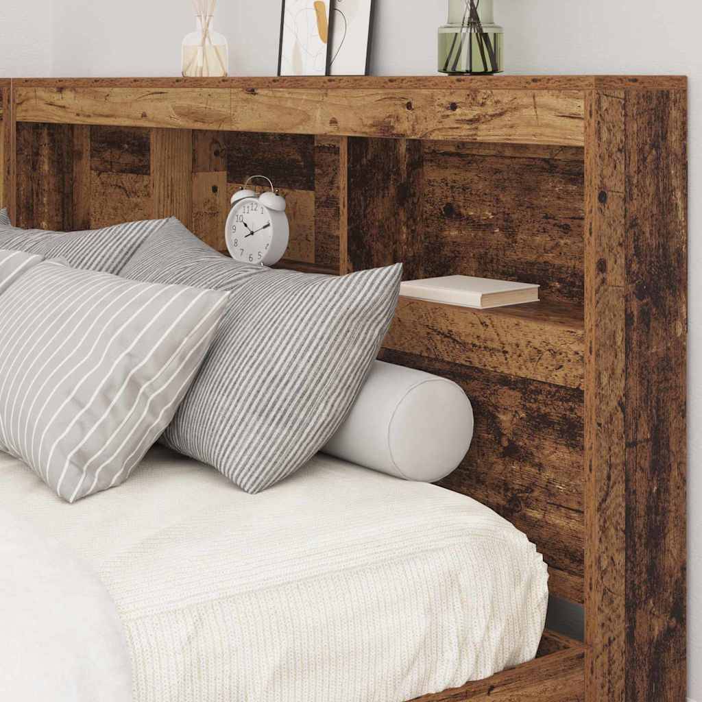 vidaXL Aufbewahrungskopfteil mit Regal Altholz 150 cm Holzwerkstoff