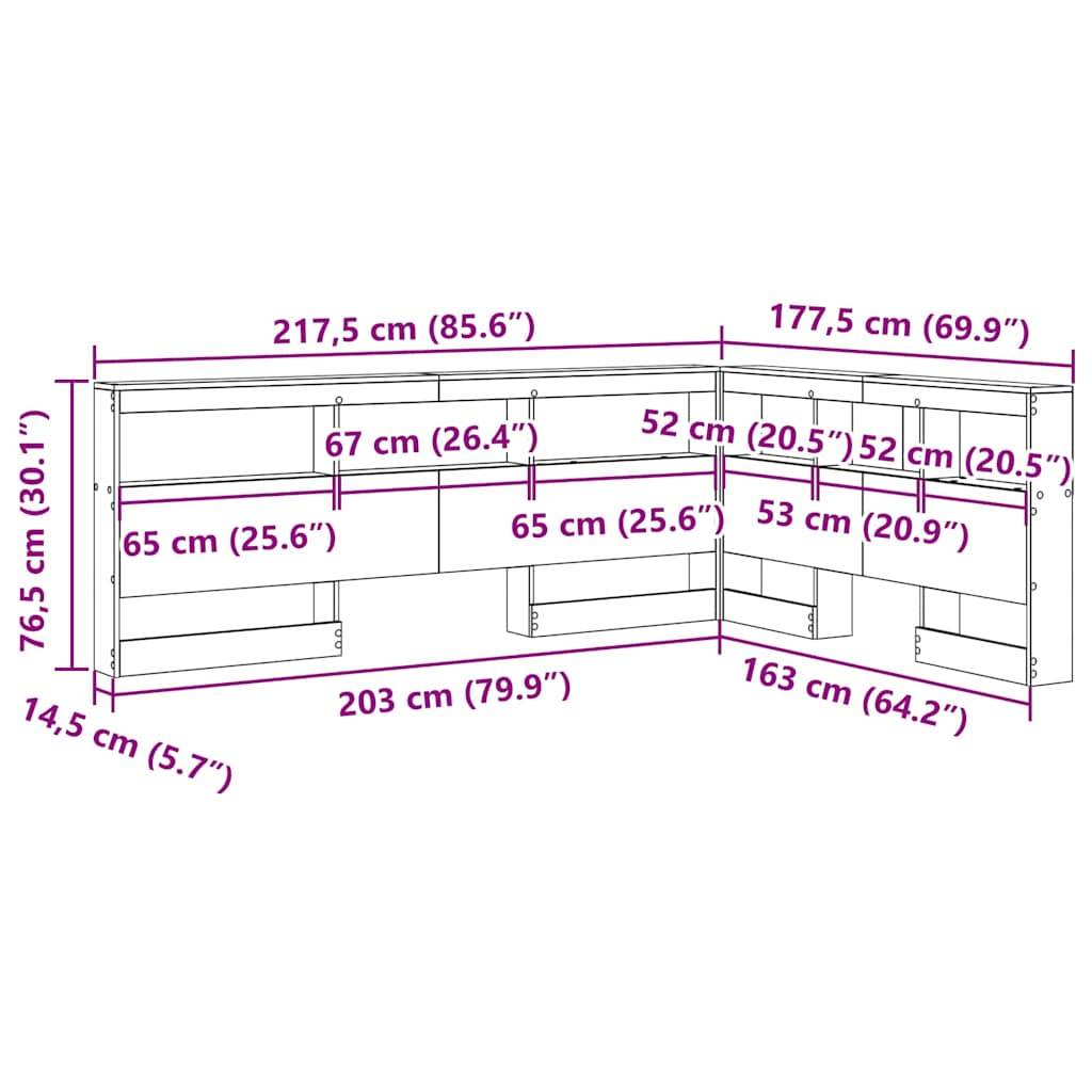 vidaXL Aufbewahrungskopfteil Artisan-Eiche 160 cm Holzwerkstoff