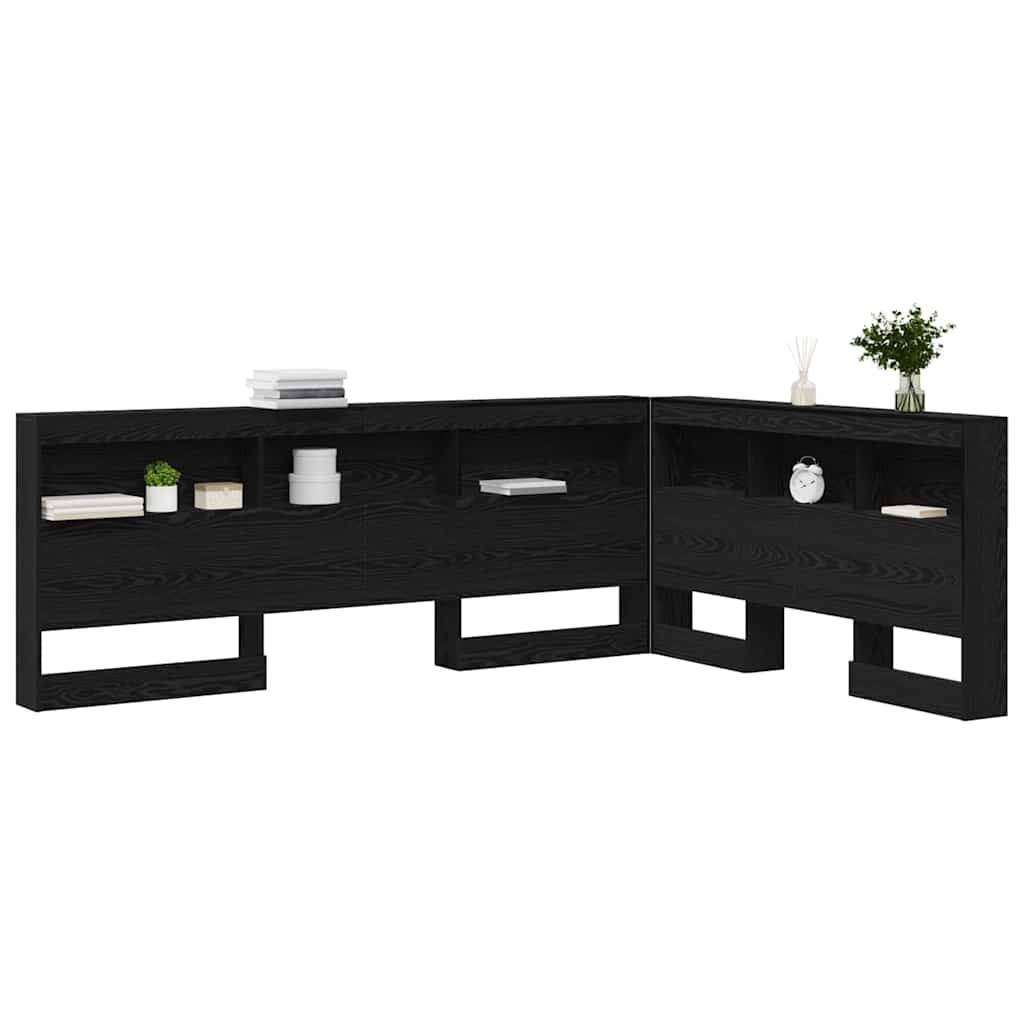 vidaXL Aufbewahrungskopfteil Schwarz Eichen-Optik 160 cm Holzwerkstoff