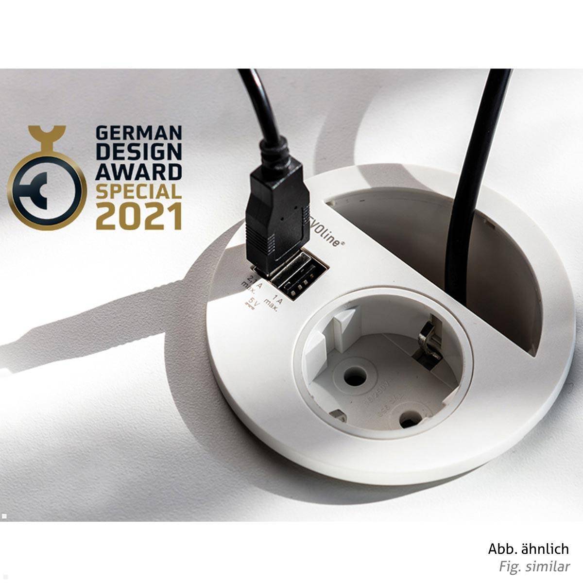 EVOline Circle80 Einbausteckdose mit USB-Charger A/C, Blende USB 3.0, schwarz