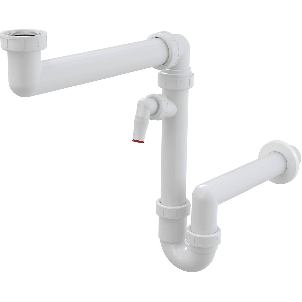 Alcadrain Raumsparsiphon für Spülbecken mit einem Geräteanschluss und einer Überwurfmutter 6/4"