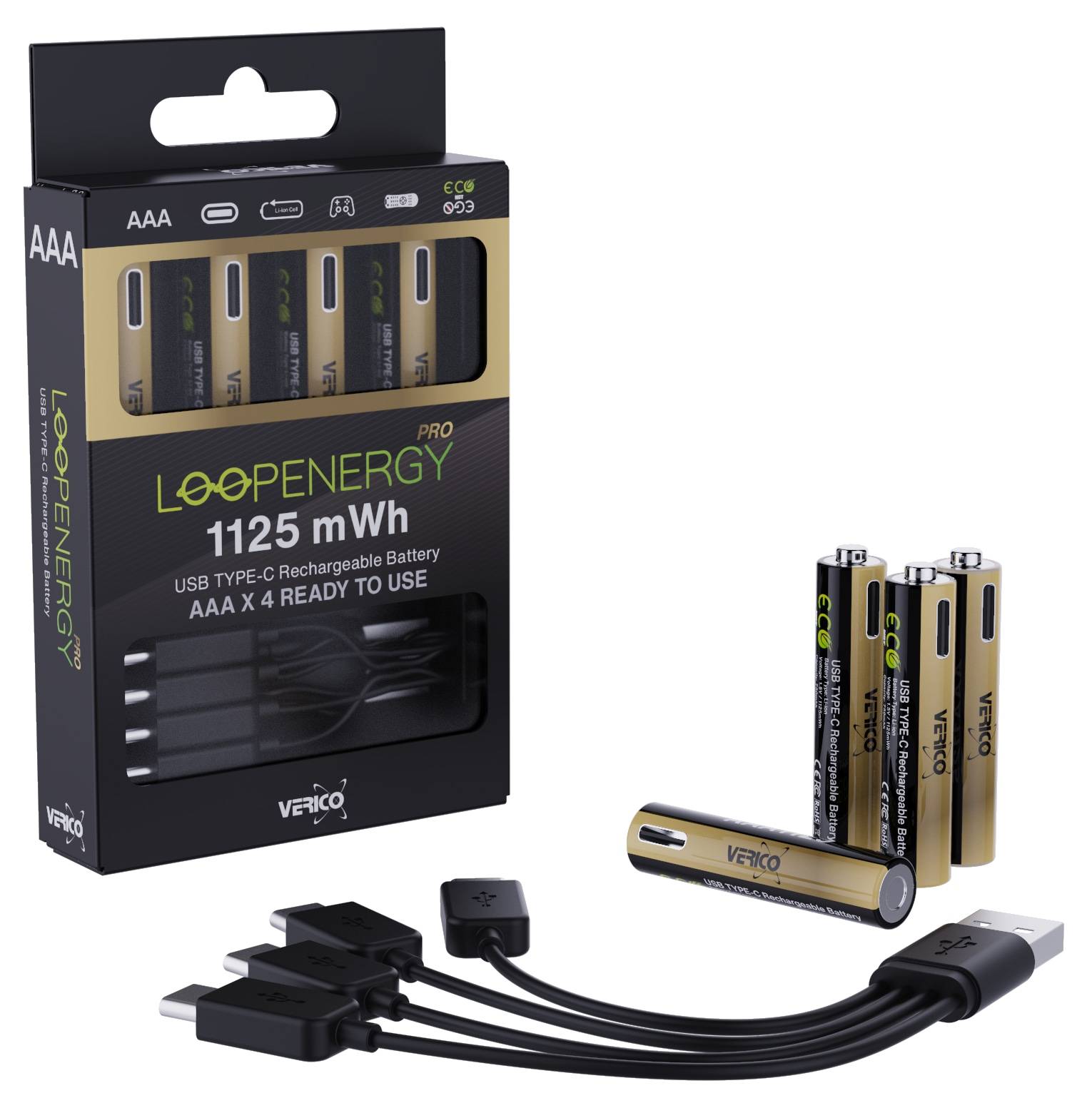 VERICO Li-Ion-Akku Loop Energy, AAA PRO, 4er Pack