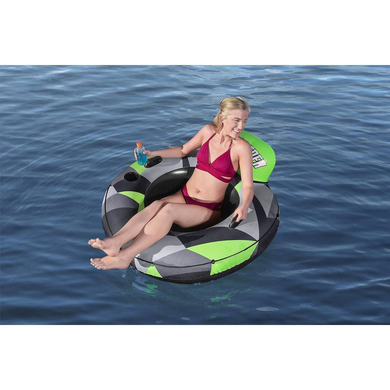 Bestway 43280 Schwimmring Rugged Rider I Ø135cm mit Lehne Getränkehalter Mesh