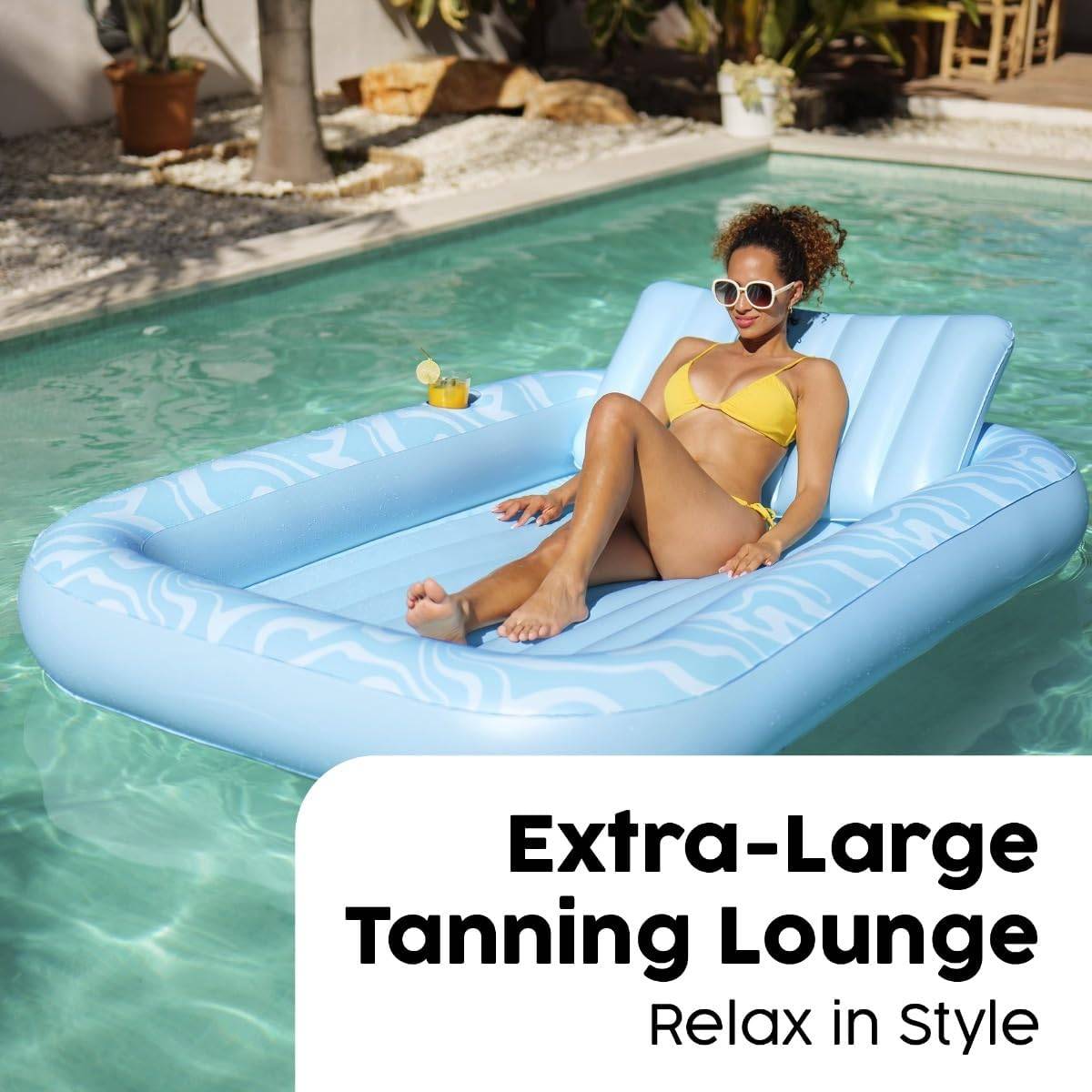 Bestway Sonnenliege aufblasbar 203x137cm Pool Strand Lounge mit Getränkehalter