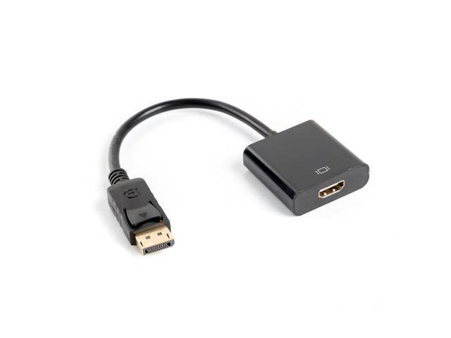 LANBERG Displayport (M)V1.2->HDMI(F) Kabel 0,1m schwarz Multimedia-Technik Displayport-Kabel
