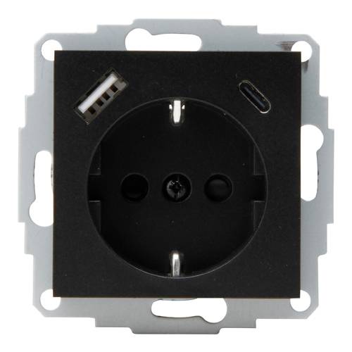 KOPP 297250007 - Schutzkontakt-Steckdose HK07 (USB A/C Anschluss | 250V | 16A) - schwarz