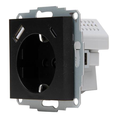 KOPP 297250007 - Schutzkontakt-Steckdose HK07 (USB A/C Anschluss | 250V | 16A) - schwarz