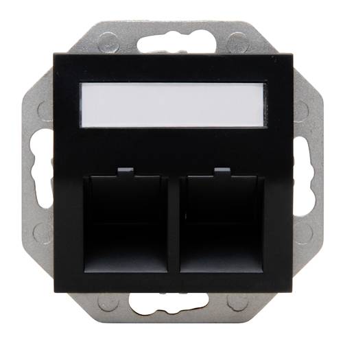 KOPP 953850004 - Keystoneaufnahme HK07 mit Abdeckung (IP44 | 2x Buchsen | Beschriftungsfeld) - schwarz