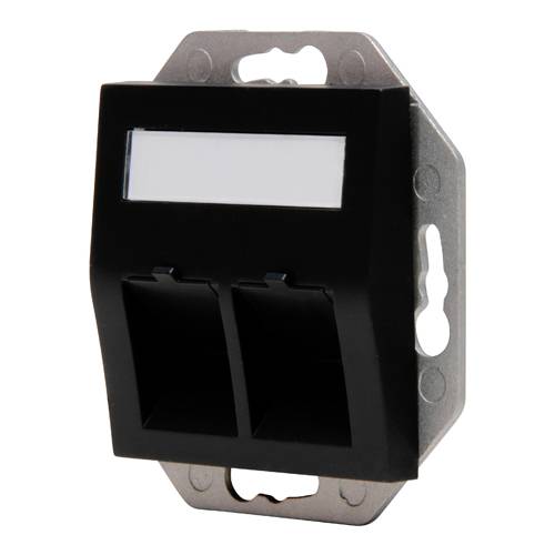 KOPP 953850004 - Keystoneaufnahme HK07 mit Abdeckung (IP44 | 2x Buchsen | Beschriftungsfeld) - schwarz