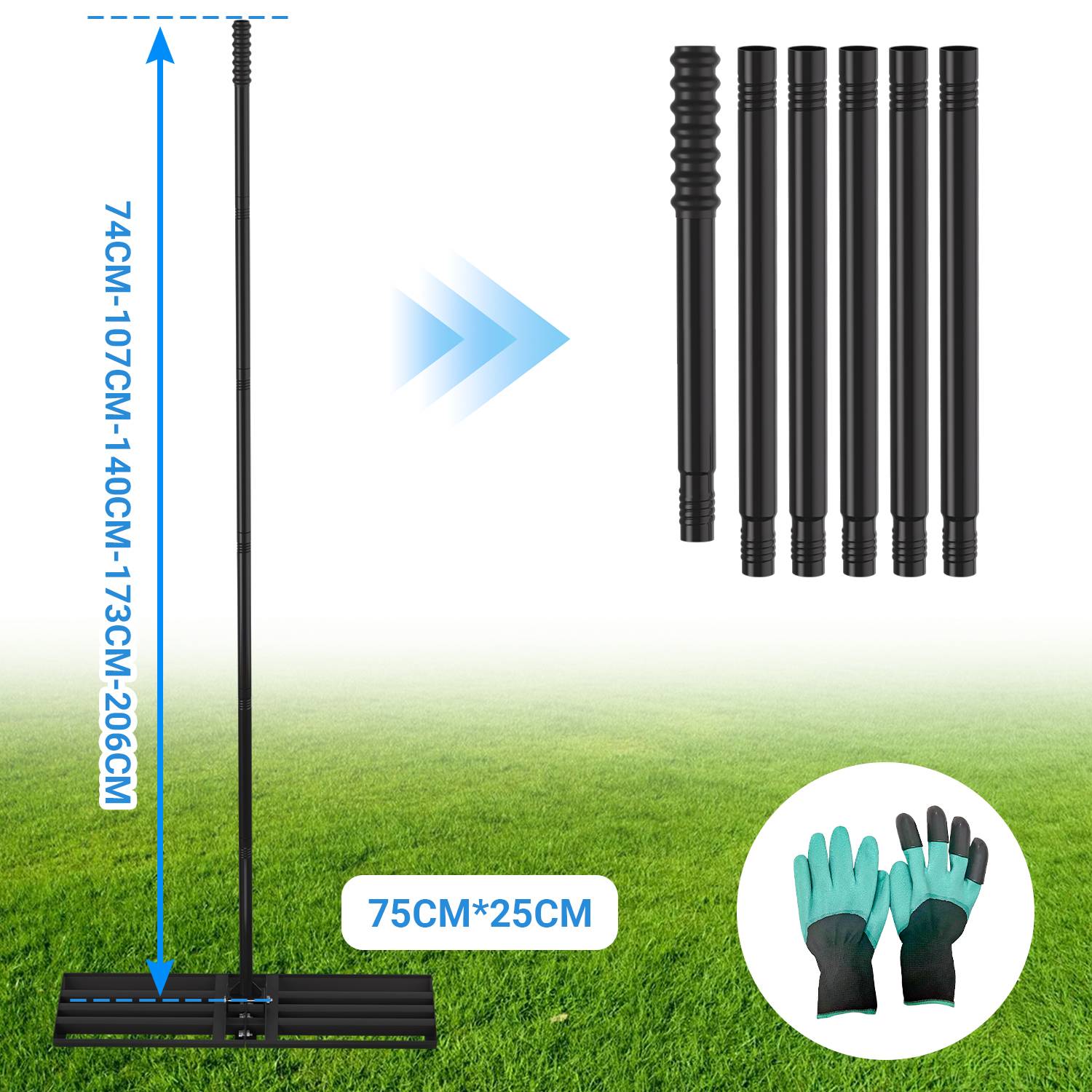 Rasen Rakel Abziehschiene Abziehleiste Abziehbrett Rasenabzieher 75x25cm