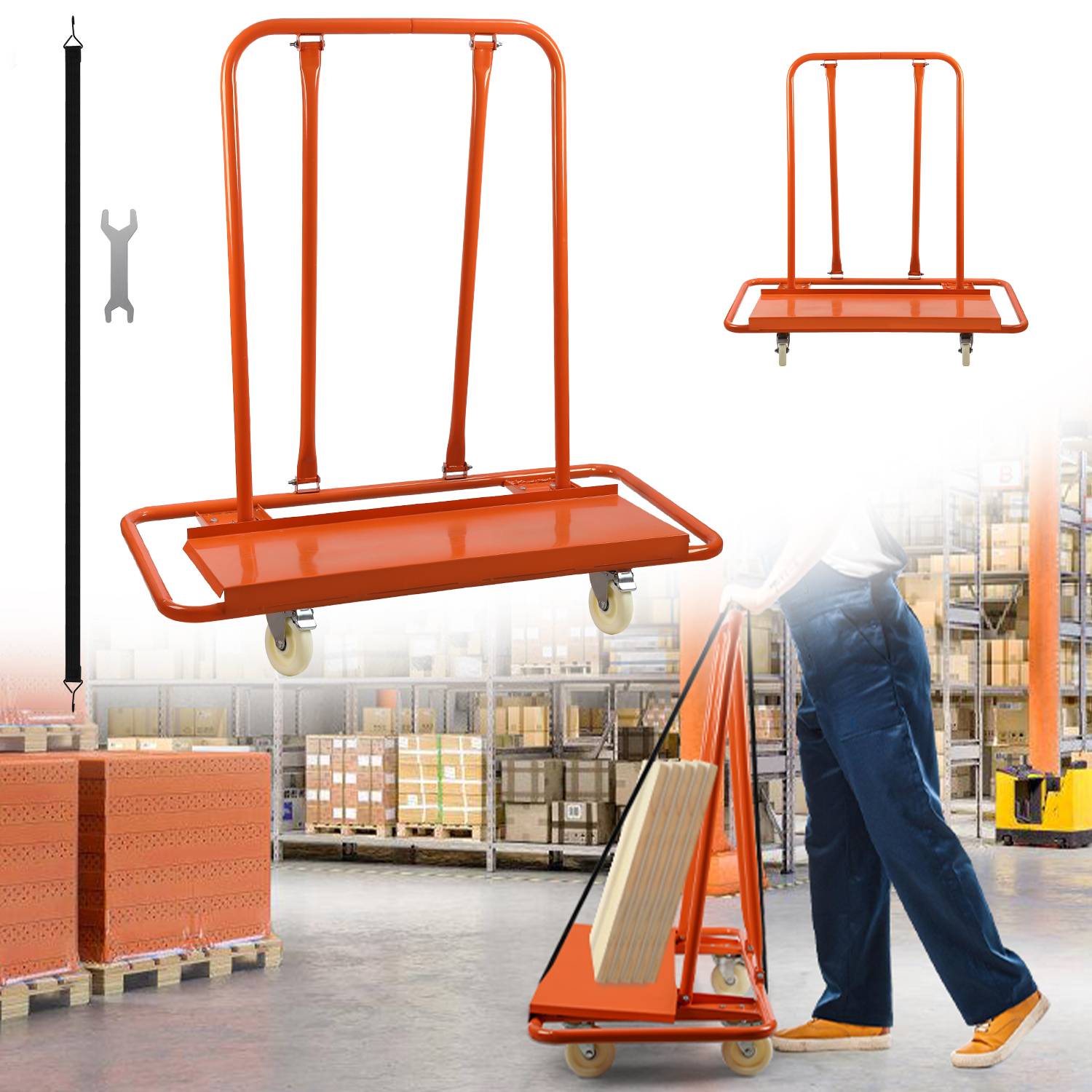 Plattenwagen 1000 kg Tragfähigkeit Plattentransportwagen Q235-Stahl Plattentransporter mit Universalrädern Transporthilfe Plattenroller