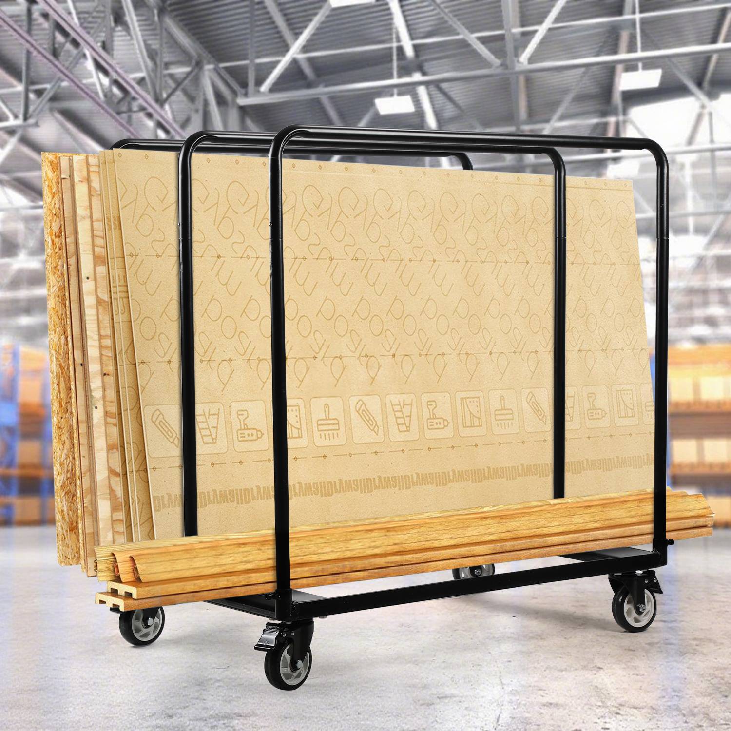 Plattenwagen Plattentransportwagen Plattentransporter mit Universalrädern Transporthilfe Plattenroller 680 kg Tragfähigkeit