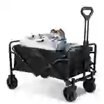 Bollerwagen faltbar offroad schwarz, Faltbollerwagen belastbar bis 80 kg, Klappbollerwagen für Strand, Garten, Einkäufe Bollerwagen faltbar offroad schwarz, Faltbollerwagen belastbar bis 80 kg, Klappbollerwagen für Strand, Garten, Einkäufe