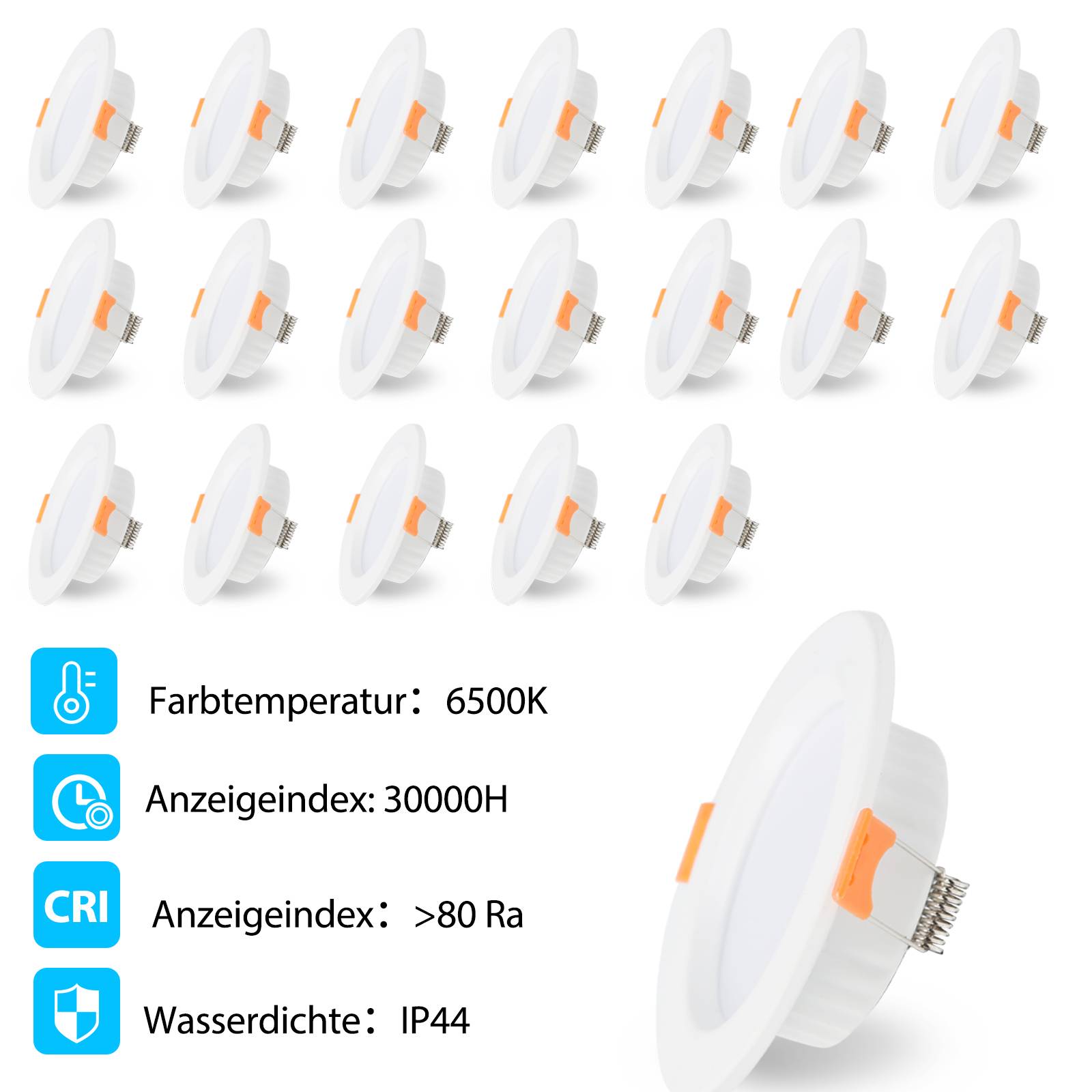 LED Einbaustrahler 20 Stück 5W Kaltweiß nicht dimmbar 400LM flache Einbauleuchte Deckeneinbauleuchte Strahler