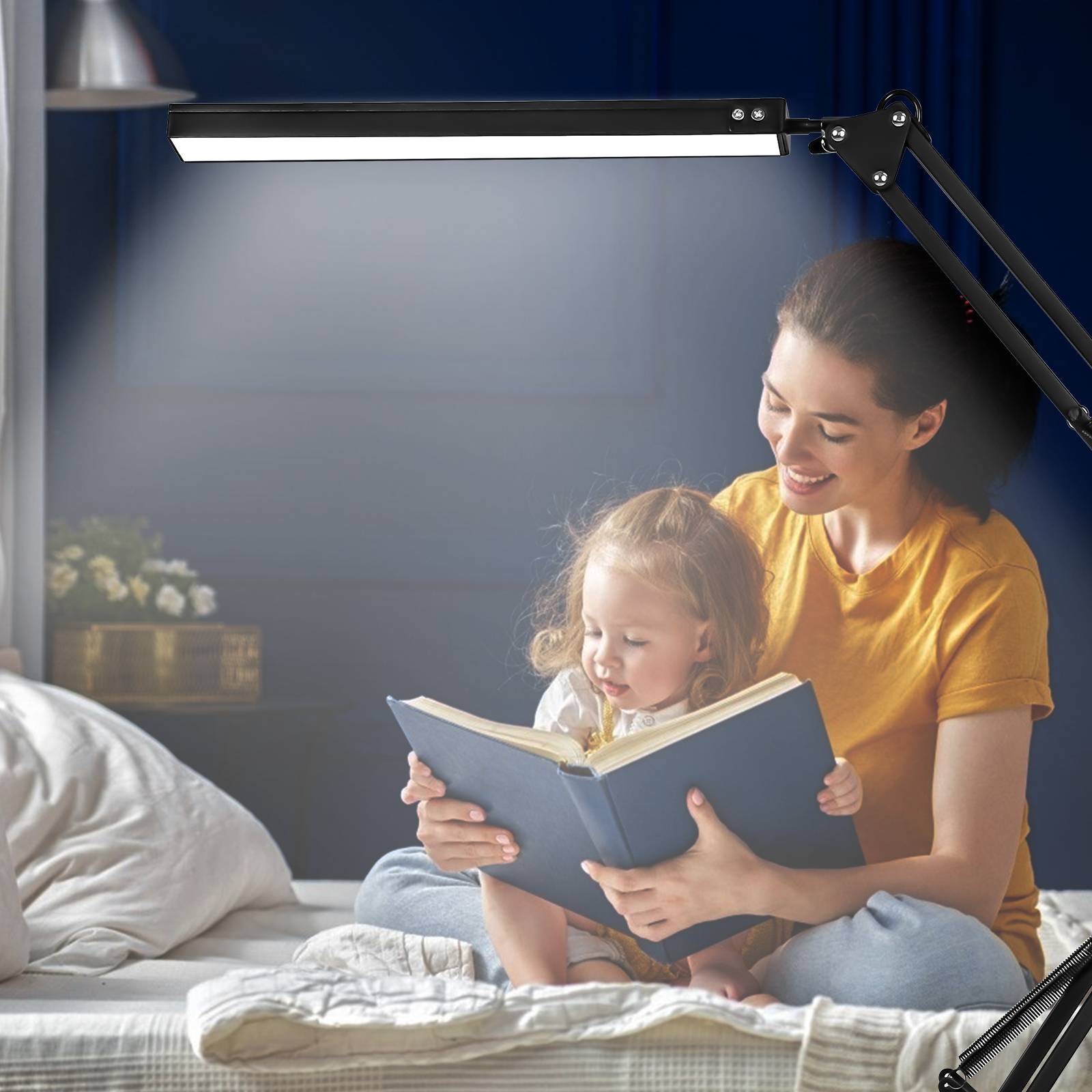 LED Schreibtischlampe dimmbar 10 Helligkeitsstufen 3 Farbtemperaturen Naturlicht Kaltlicht Warmlicht verstellbarer Arm Klemmleuchte USB Metall Büro