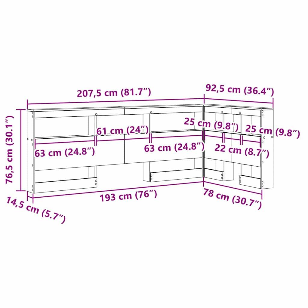 vidaXL Aufbewahrungskopfteil Sonoma-Eiche 75 cm Holzwerkstoff
