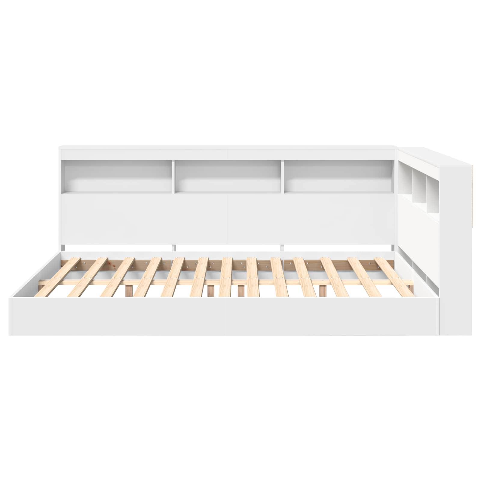 vidaXL Bücherregal-Bett mit Kopfteil Weiß 140 x 200 cm Holzwerkstoff