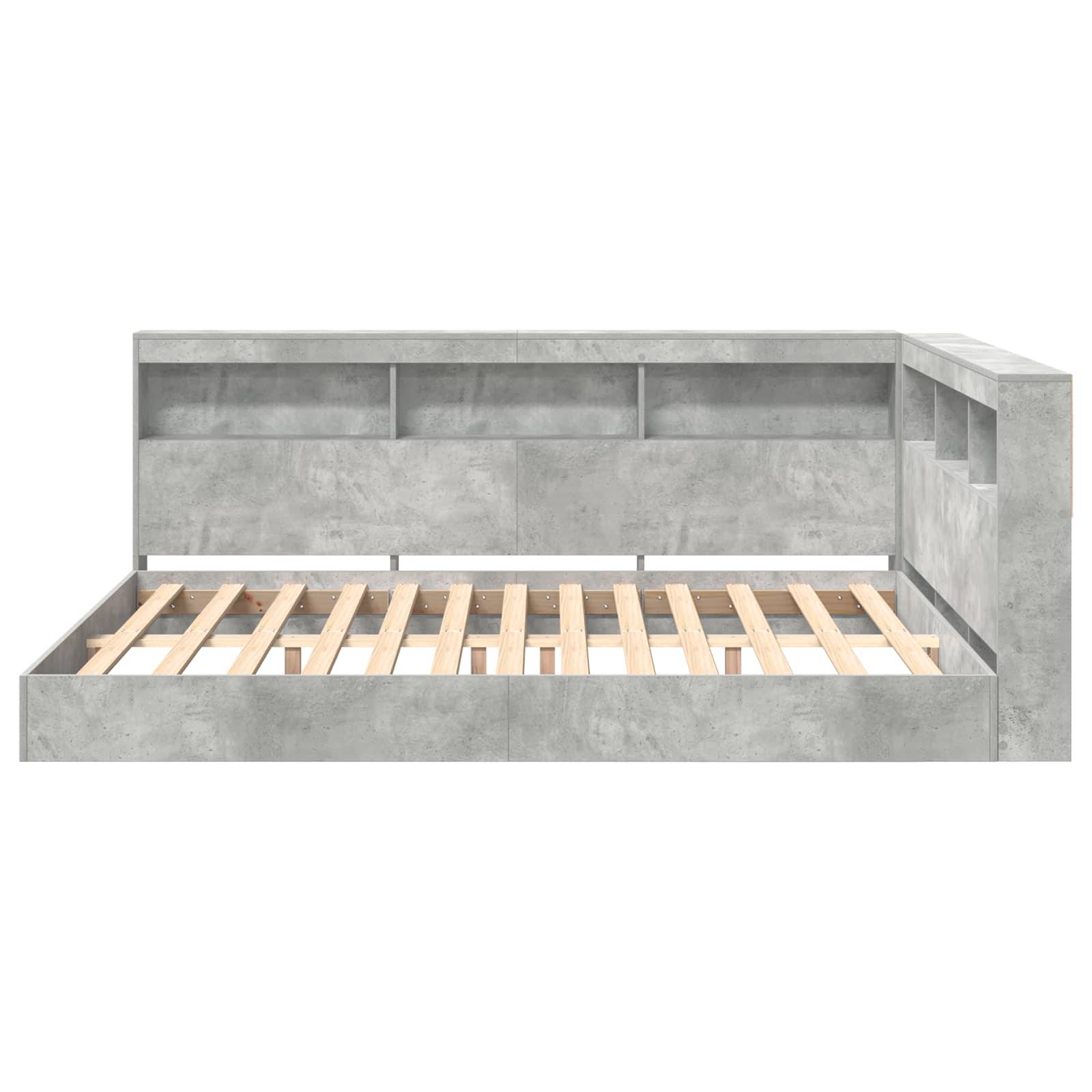 vidaXL Bücherregal-Bett Betongrau 140 x 200 cm Holzwerkstoff