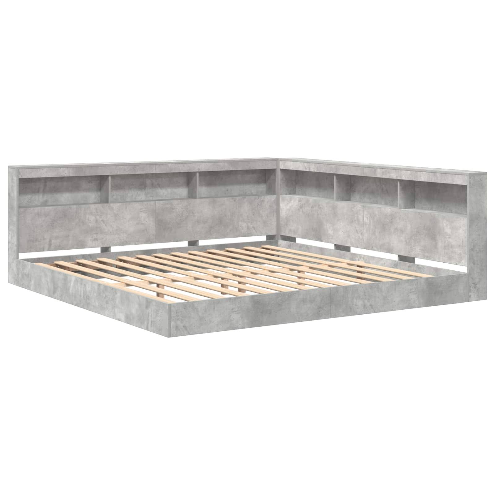 vidaXL Bücherregal-Bett Betongrau 180 x 200 cm Holzwerkstoff