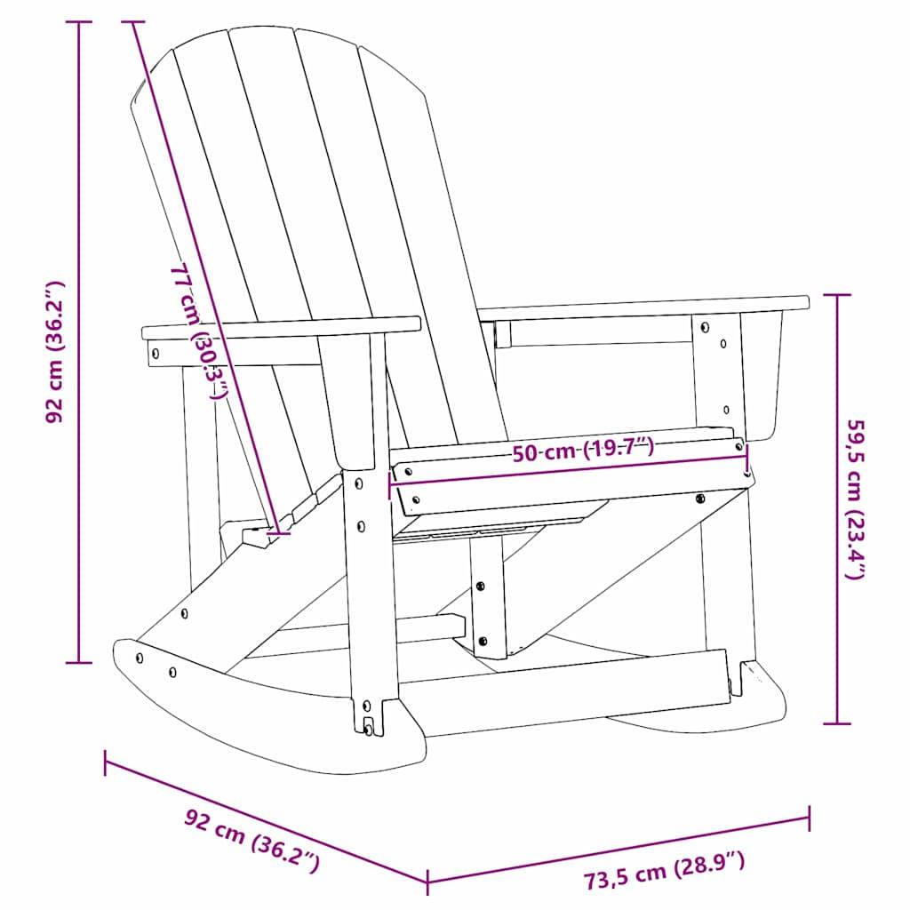 vidaXL Adirondack Schaukelstühle 2 pcs Schwarz HDPE