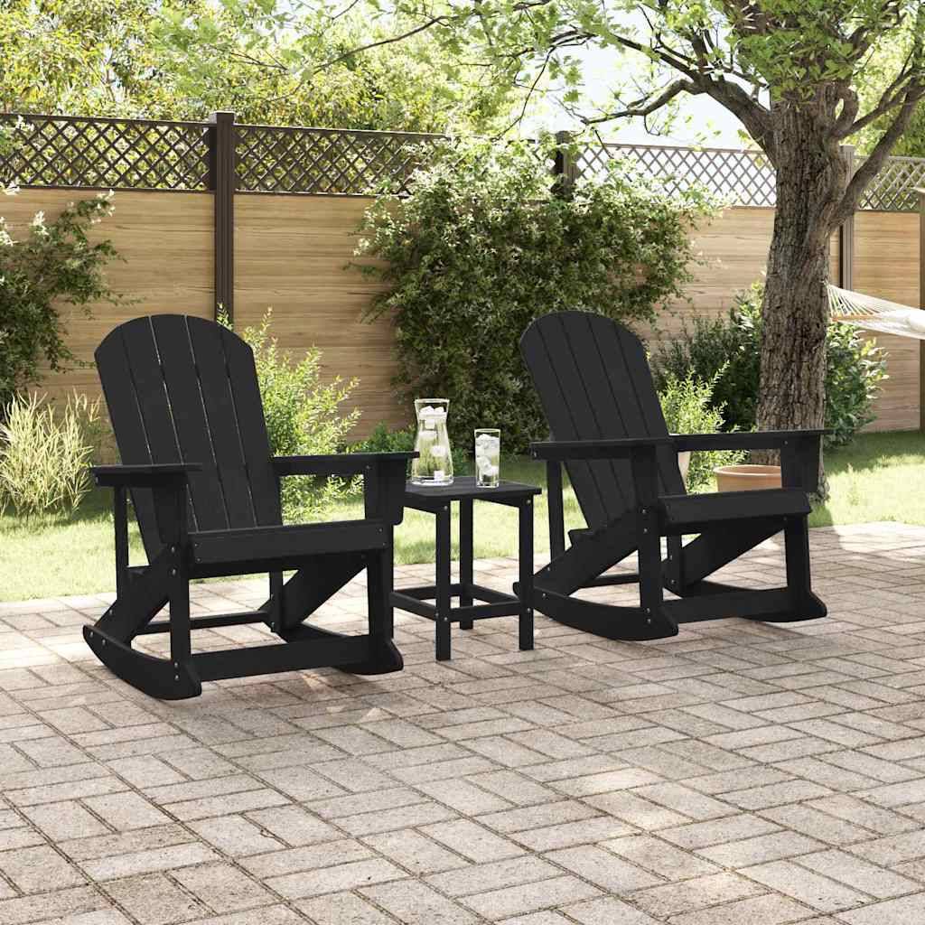 vidaXL Adirondack Schaukelstühle 2 pcs Schwarz HDPE