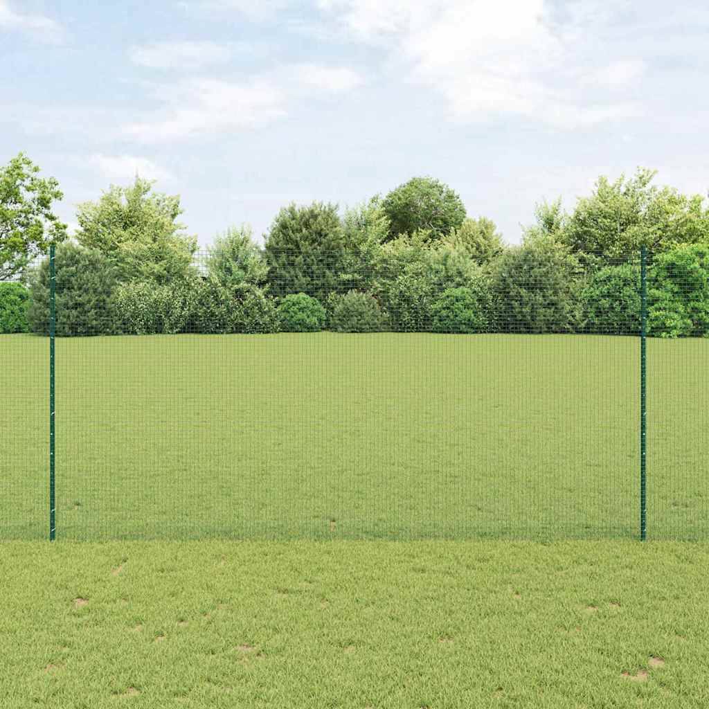 vidaXL Zaun mit Pfosten Grün 1.5 x 10 cm Stahl