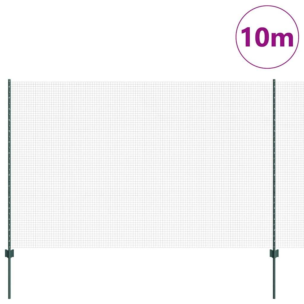 vidaXL Zaun mit Pfosten Grün 1.5 x 10 cm Stahl