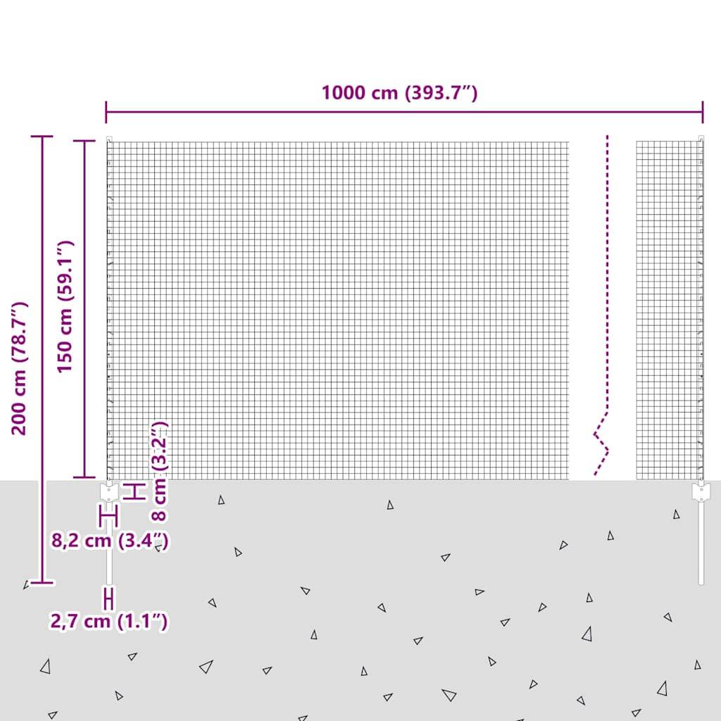 vidaXL Zaun mit Pfosten Grün 1.5 x 10 cm Stahl