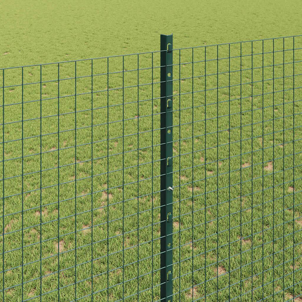 vidaXL Zaun mit Pfosten Grün 1.5 x 10 cm Stahl