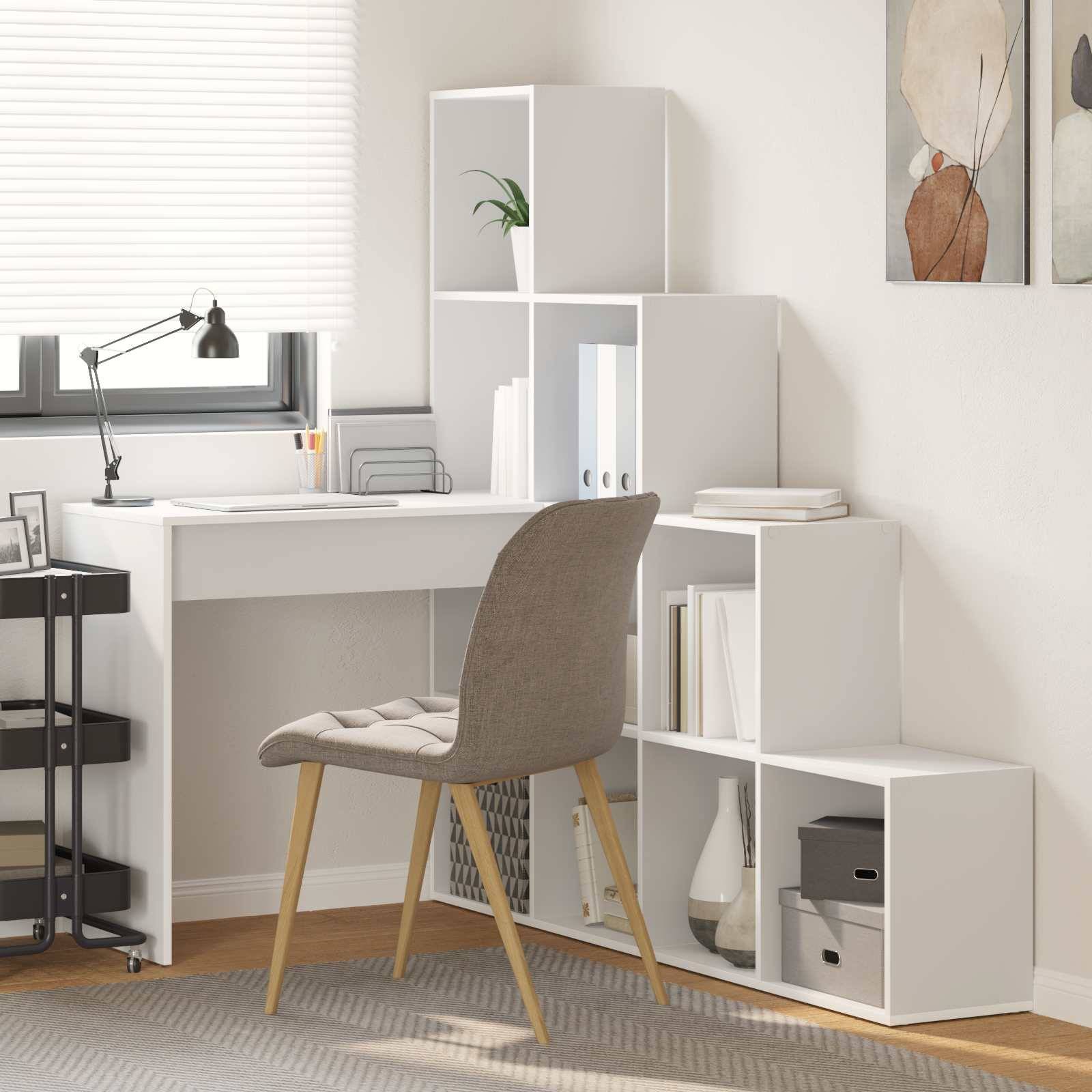 vidaXL Eck-Schreibtisch Weiß 101,5 x 149,5 x 149,5 cm Holzwerkstoff