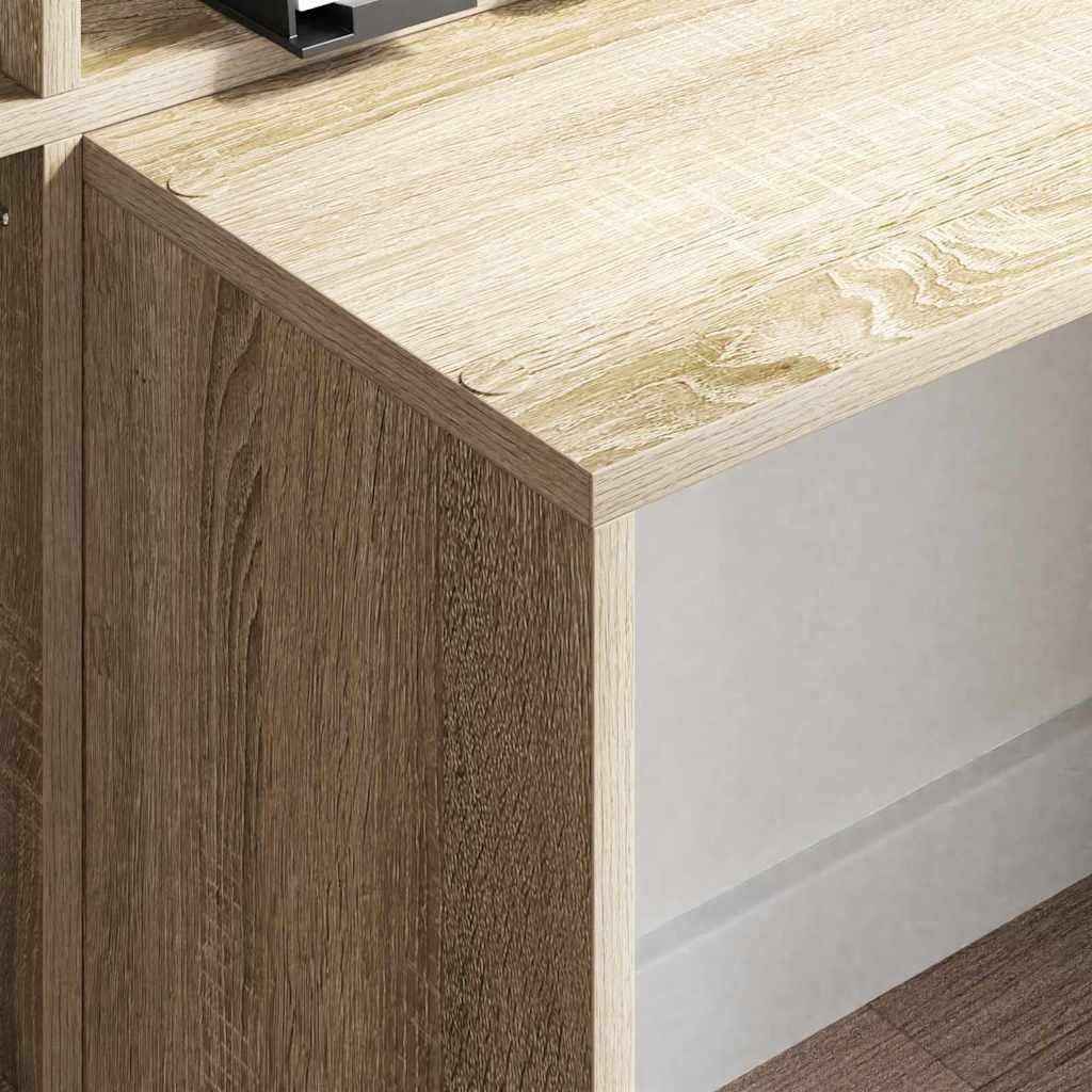 vidaXL Schreibtisch Sonoma-Eiche 138,5 x 55 x 143 cm Holzwerkstoff