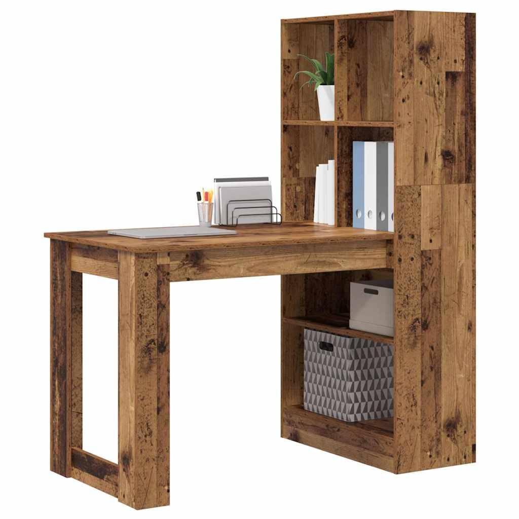 vidaXL Schreibtisch mit Regal Altholz 122 x 67 x 145 cm Holzwerkstoff