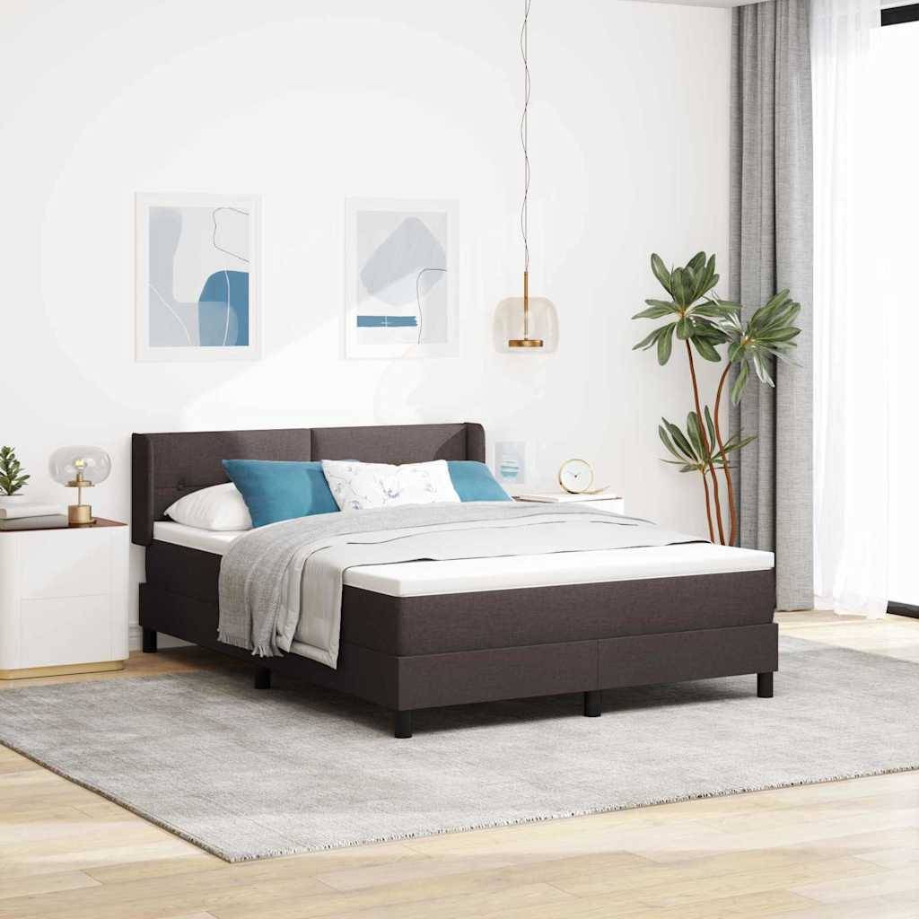 vidaXL Boxspringbett mit Kopfteil Dunkelbraun 200 x 140 cm Stoff