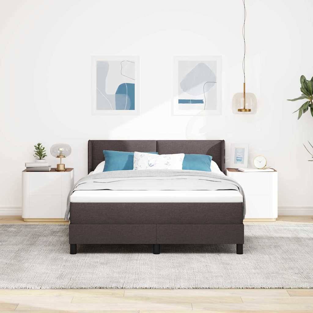 vidaXL Boxspringbett mit Kopfteil Dunkelbraun 200 x 140 cm Stoff