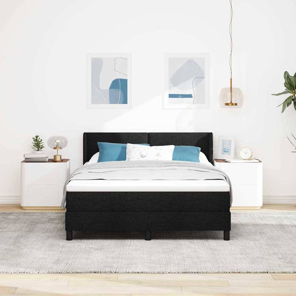vidaXL Boxspringbett mit Kopfteil Schwarz 200 x 160 cm Stoff