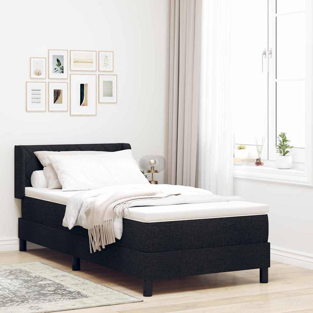 vidaXL Boxspringbett mit Kopfteil Schwarz 200 x 90 cm Stoff