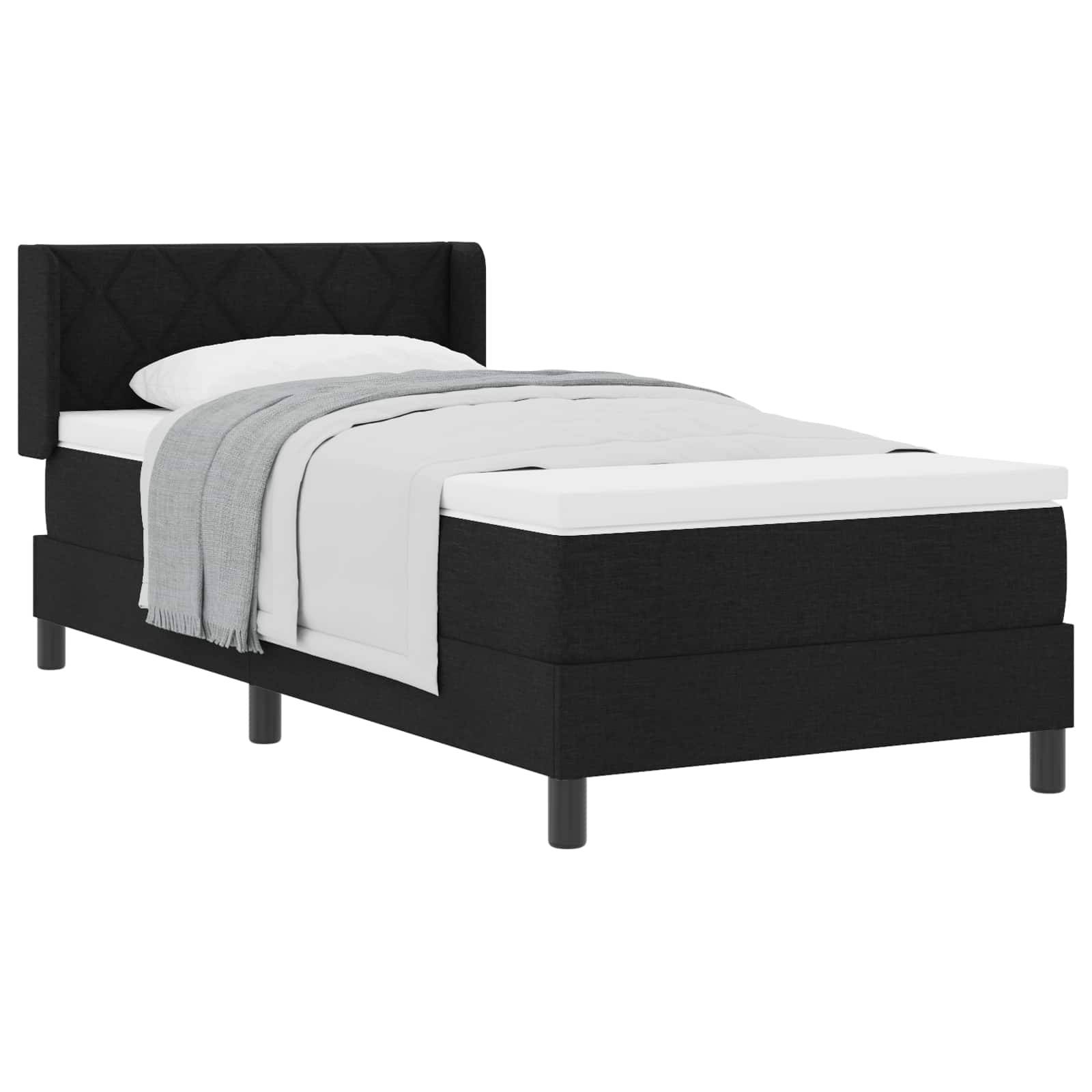 vidaXL Boxspringbett mit Kopfteil Schwarz 200 x 90 cm Stoff