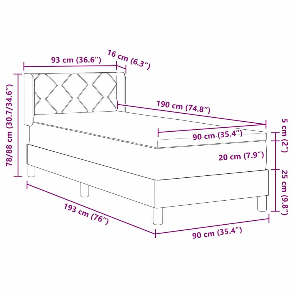 vidaXL Boxspringbett mit Kopfteil Hellgrau 190 x 90 cm Stoff