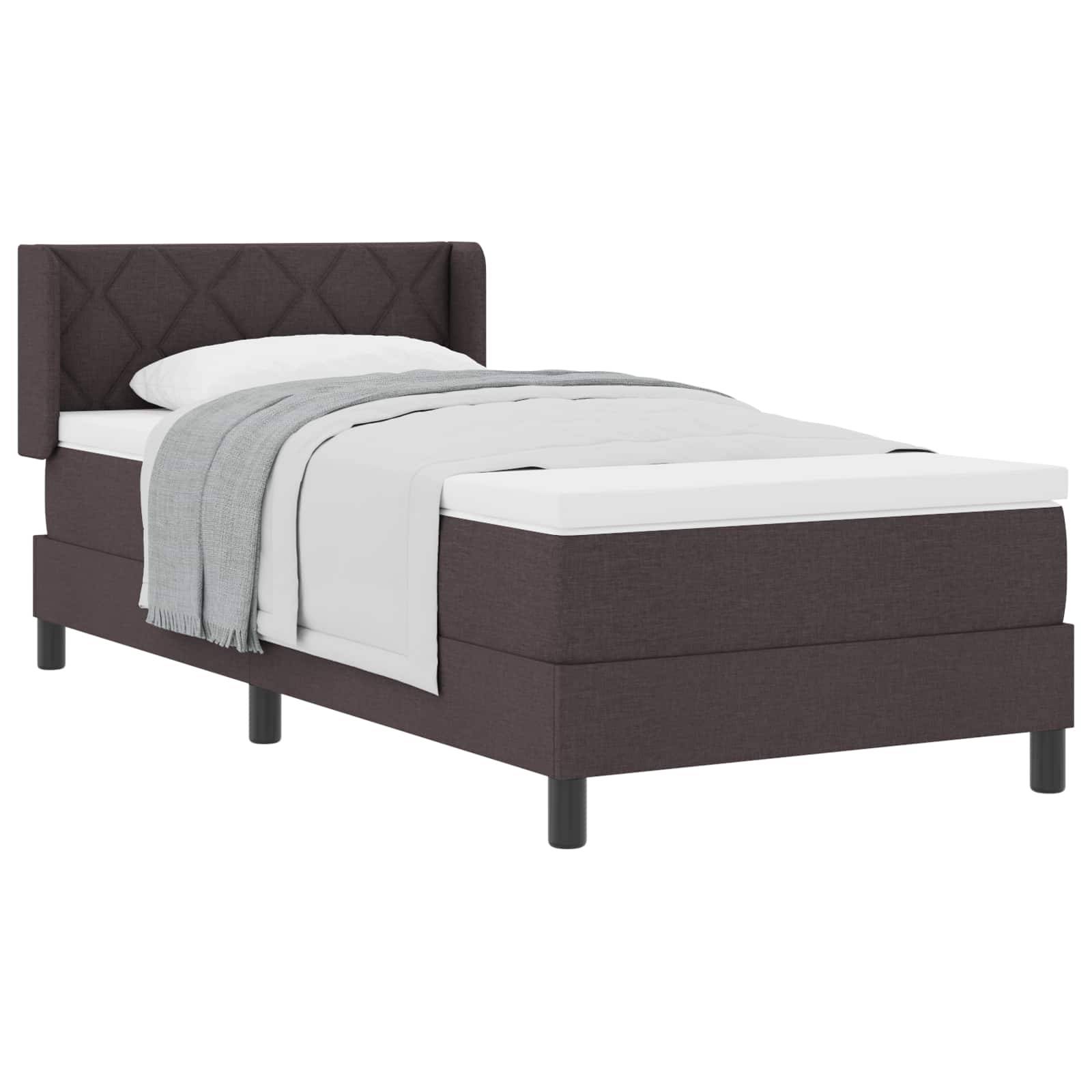 vidaXL Boxspringbett mit Kopfteil Dunkelbraun 190 x 90 cm Stoff